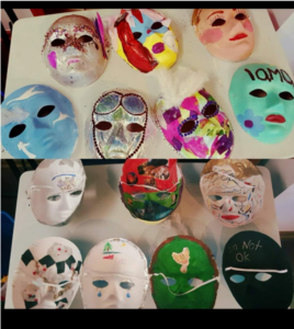 colourful masks lay on a table